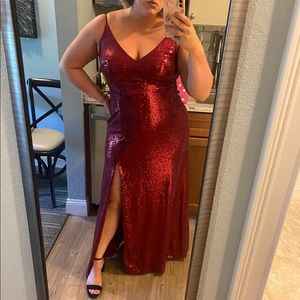 Azazie Burgundy sequin bridesmaid dress